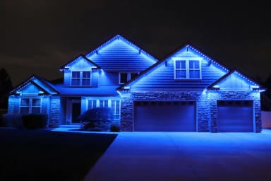 200 ft permanent lighting kit installed on a home