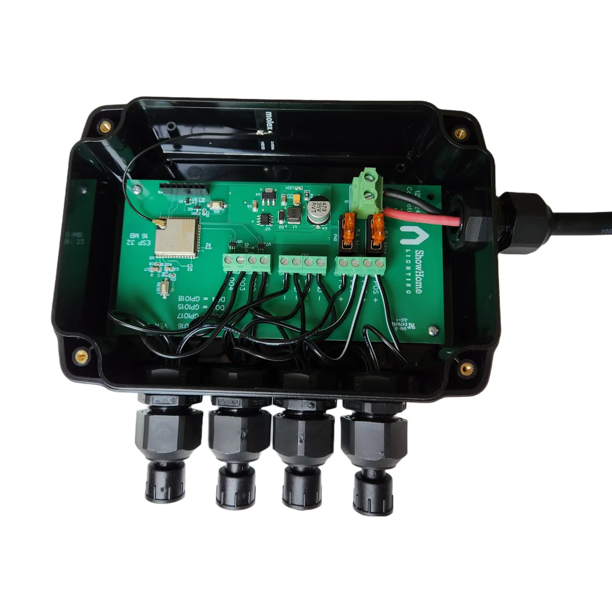 2-channel 12V WiFi LED controller in its waterproof enclosure
